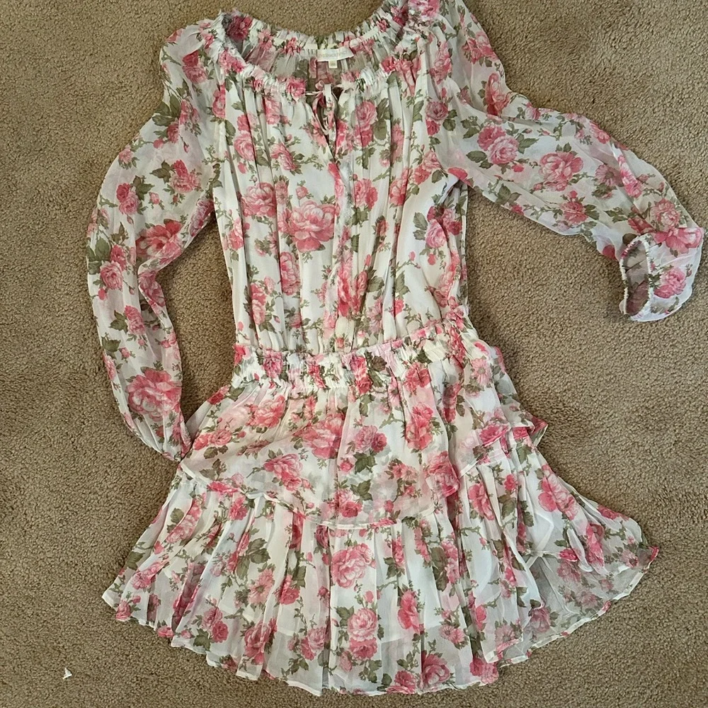 LoveShackFancy Popover Dress in the "Blushing Rose" floral print - Picture 2 of 4